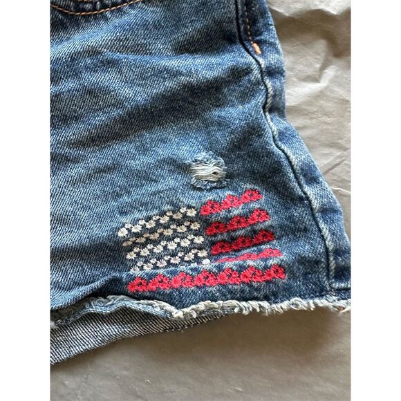 Old Navy Girl's Size 10 High Rise Distressed Denim Shorts Blue Flag Detail - Picture 2 of 6